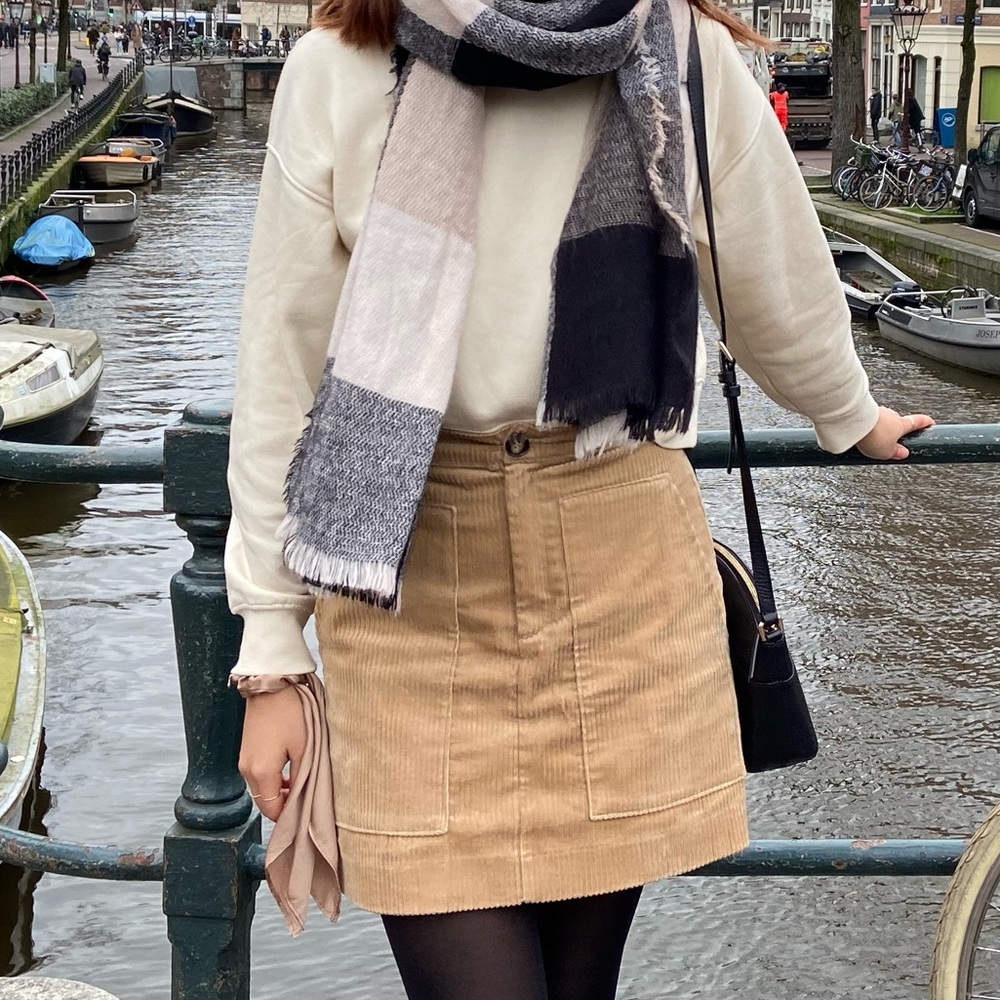 H&M Tan Corduroy Skirt